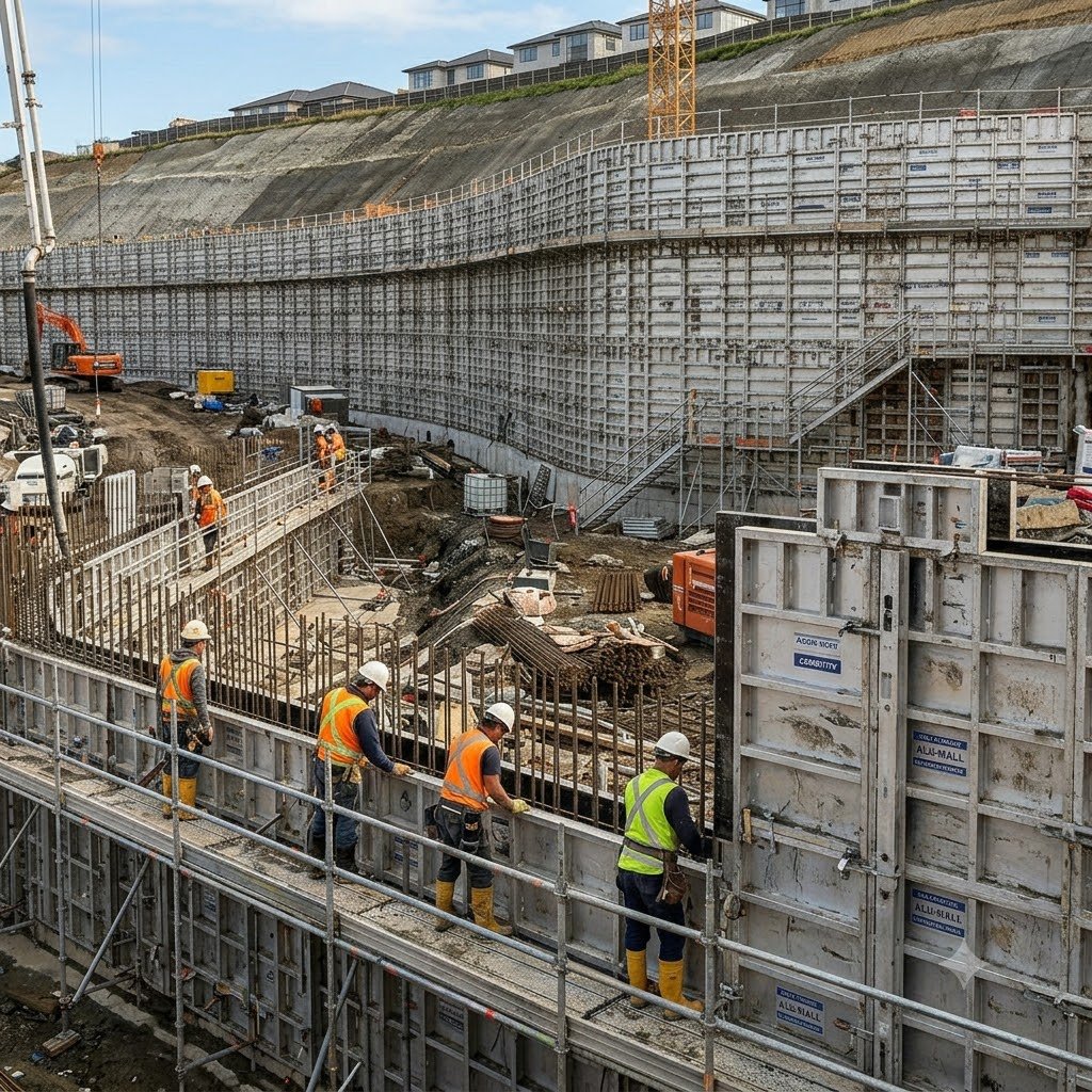 Retaining wall formwork application